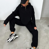 Hooded Pockets Sweatshirt Two Piece Pants Set YMZY-1071