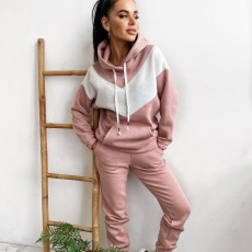 Sport Color Block Hooded Sweatshirt 2 Piece Pants Set YMZY-7106