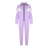 Long Sleeve Zipper Coats Casual Sweatpants Suit YMZY-1951
