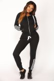 Letter Print Hooded Long Sleeve Sweatshirt Pants Suit YMZY-021