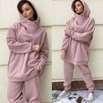 Casual Hooded Sweatshirt Loose Two Piece Pants Set YMZY-9851