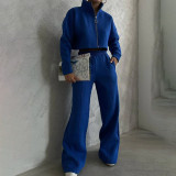 Zipper Long Sleeve Sweatshirt Two Piece Pants Set YMZY-1045