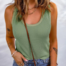 Sleeveless Solid Color Knits Tank Tops YMZY-0026