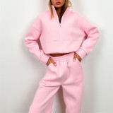 Zipper Fashion Long Sleeve Pants Sweatshirt Suit YMZY-1057