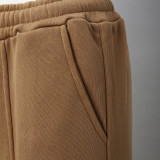 Solid Color Sport Hooded Sweatshirt Pants Suit YMZY-0197