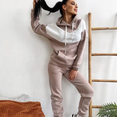 Sport Color Block Hooded Sweatshirt 2 Piece Pants Set YMZY-7106