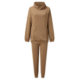 Solid Color Long Sleeve Hoodies Pants 2 Piece Set YMZY-7107