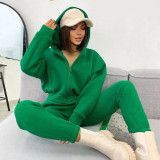 Long Sleeve Hooded Sport Two Piece Pants Set YMZY-11206