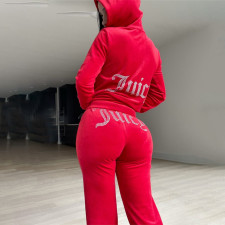 Hot Drill Letter Print Hoodies Loose Pants Suit YMZY-9637