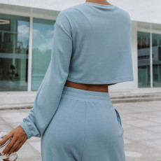 Loose Solid Color Casual Sweatshirt Pants Suit YMZY-9831