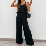 Casual Sport Sling Tops And Pants Solid Suit YMZY-8028
