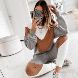Color Block Sweatshirt Two Piece Pants Set YMZY-615