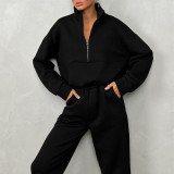 Zipper Fashion Long Sleeve Pants Sweatshirt Suit YMZY-1057