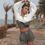 Sports Pullover Top Casual Shorts Set YMZY-0903