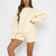 Solid Color Loose O Neck Shorts 2 Piece Set YMZY-8025