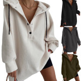 Casual Solid Color Shaker Fleece Sweatshirt Tops YMZY-21192