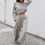 Loose Solid Color Casual Sweatshirt Pants Suit YMZY-9831