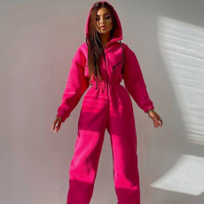 Sport Zipper Hooded Jumpsuit YMZY-701
