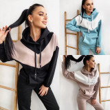 Sport Color Block Hooded Sweatshirt 2 Piece Pants Set YMZY-7106