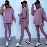 Long Sleeve Solid Sweatshirt Skinny Pants Suit YMZY-60040