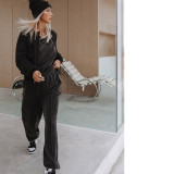 Solid Color O Neck Long Sleeve Sweatpant 2 Piece Set YMZY-0908