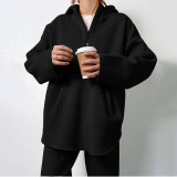 Loose Zipper Hooded Tops Two Piece Pants Set YMZY-6818