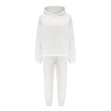 Solid Color Sport Hooded Sweatshirt Pants Suit YMZY-0197