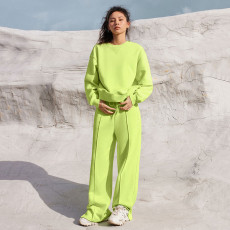 Solid Color Long Sleeve Sweatshirt Pants 2 Piece Set YMZY-12911