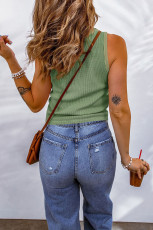 Sleeveless Solid Color Knits Tank Tops YMZY-0026