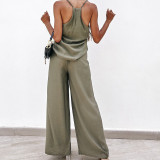 Casual Sport Sling Tops And Pants Solid Suit YMZY-8028