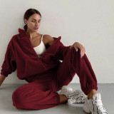 Fashion Sports Casual Zipper Sweatshirts Pants Set YMZY-505