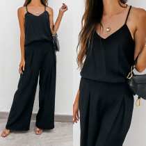 Casual Sport Sling Tops And Pants Solid Suit YMZY-8028