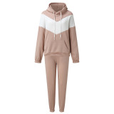 Sport Color Block Hooded Sweatshirt 2 Piece Pants Set YMZY-7106