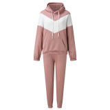 Sport Color Block Hooded Sweatshirt 2 Piece Pants Set YMZY-7106