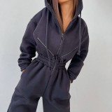 Sport Zipper Hooded Jumpsuit YMZY-701