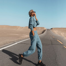 Casual Loose Solid Color Two Piece Pants Set YMZY-0907