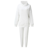 Solid Color Long Sleeve Hoodies Pants 2 Piece Set YMZY-7107