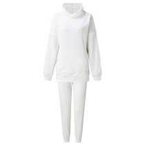 Solid Color Long Sleeve Hoodies Pants 2 Piece Set YMZY-7107