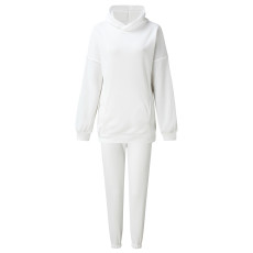 Solid Color Long Sleeve Hoodies Pants 2 Piece Set YMZY-7107