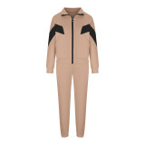 Long Sleeve Zipper Coats Casual Sweatpants Suit YMZY-1951