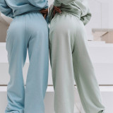 Solid Color O Neck Long Sleeve Sweatpant 2 Piece Set YMZY-0908
