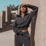 Solid Color Casual Sweatshirt Pants Suit YMZY-9833
