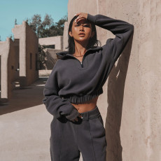 Solid Color Casual Sweatshirt Pants Suit YMZY-9833