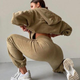 Fashion Sports Casual Zipper Sweatshirts Pants Set YMZY-505