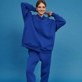 Solid Color Long Sleeve Hoodies Pants 2 Piece Set YMZY-7107