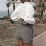 Sports Pullover Top Casual Shorts Set YMZY-0903