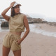 Sleeveless Solid Color Vest Short 2 Piece Set YMZY-0902