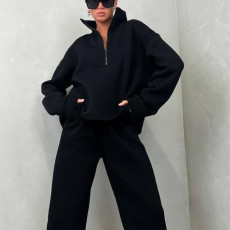 Long Sleeve Stand Neck Zipper Sport Pants Suit YMZY-5960