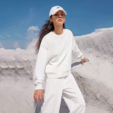 Solid Color Long Sleeve Sweatshirt Pants 2 Piece Set YMZY-12911