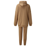 Solid Color Long Sleeve Hoodies Pants 2 Piece Set YMZY-7107